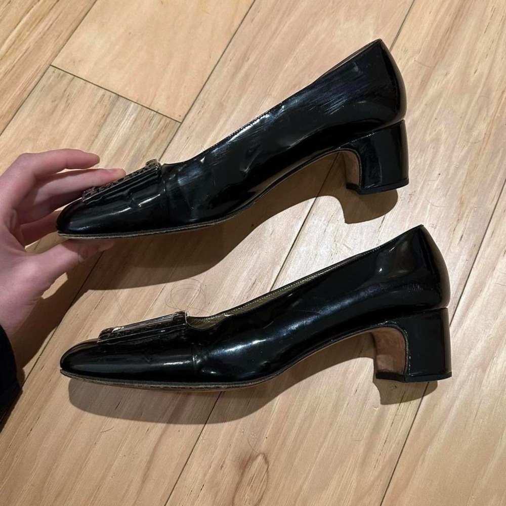 Yves Saint Laurent Black Heels with Silver Accents - Picture 8 of 8